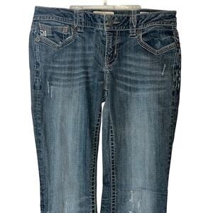 MEK DNM Ladies Medium Wash Distressed "Easy Boot Cut" Jeans, Size 28